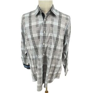 Murano Liquid Luxury Mens Plaid Long Sleeve‎ Button Down Dress Shirt XL